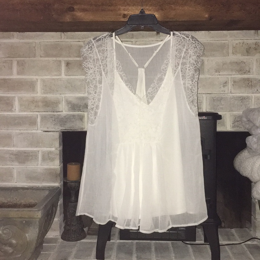 White Lace babydoll 2 piece tank set xl